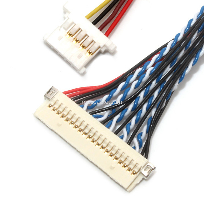 히로세 30은 LVDS 케이블 조립 1.0 밀리미터 1.25 밀리미터 접촉 피치 Df19를 Df14에 핀으로 꽂습니다