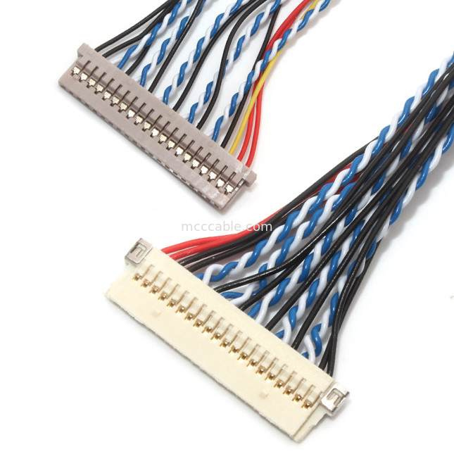 히로세 30은 LVDS 케이블 조립 1.0 밀리미터 1.25 밀리미터 접촉 피치 Df19를 Df14에 핀으로 꽂습니다