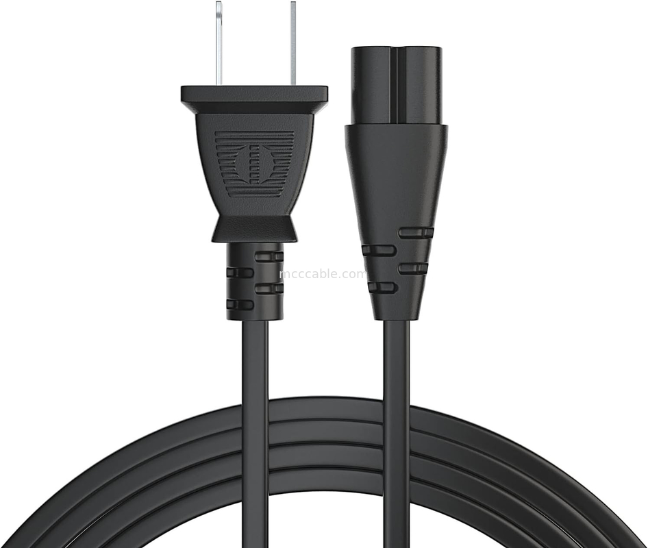 12ft 전기 전력 전선 2 Prong Ac Wall Plug 2 슬롯 LED LCD