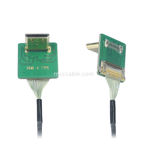 미니 Hdmi 엘보 헤드 HD 케이블 어댑터 미니 Hdmi-C2 20525-020E-02 로 보드 사이드 커넥터 피치 0.4mm