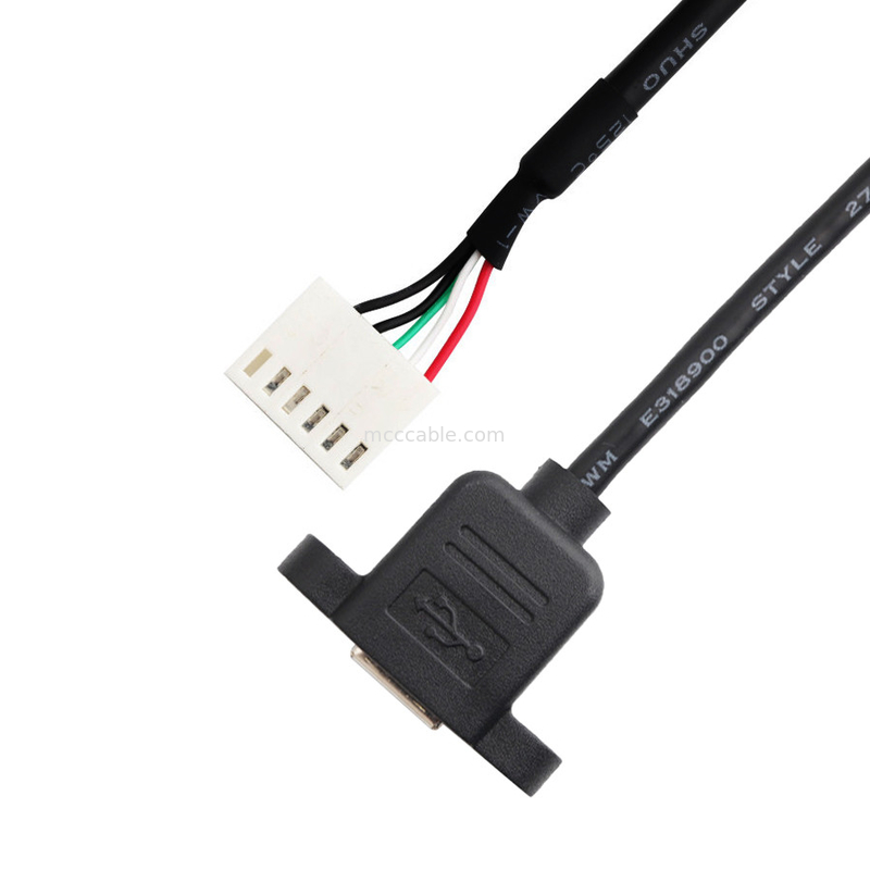 2.54mm 피치 A2542ha-6p 와이어 하네스 Durachill Usb B 케이블 패널 마운트 어셈블리