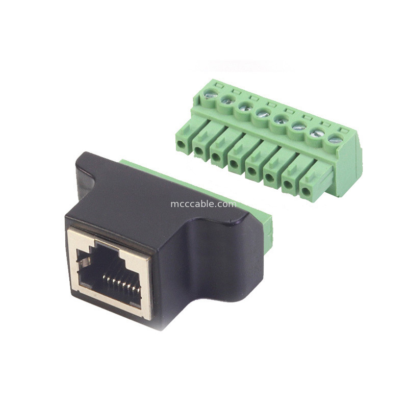 RJ45 시리즈 포트에서 8 핀 스크루 터미널 커넥터, RJ45 8p8c에서 8 핀 볼트 스크루 터미널 커넥터