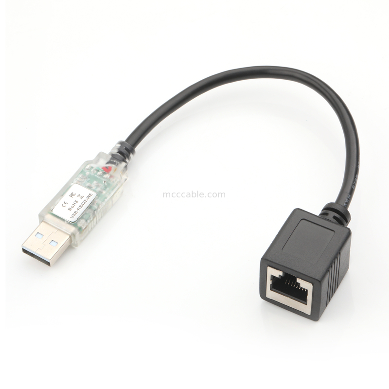 산업용 사용자 정의 케이블 어댑터 USB-A RJ422에서 RS232 네트워크 포트 네트워크 엔지니어링 디버그 케이블