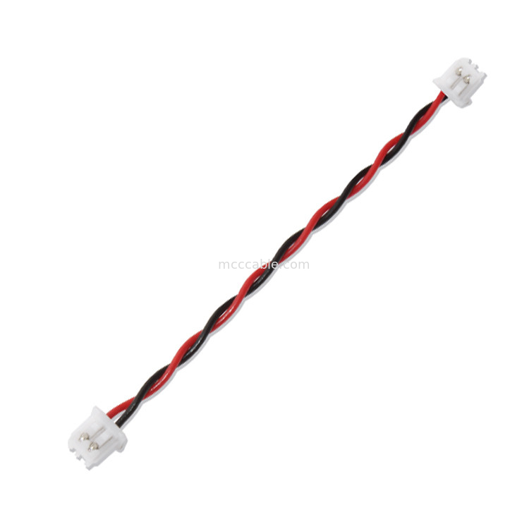 JST 배선 장비 XHP-2 커넥터 케이블 22AWG UL1007 검 빨강 2P 접착된 케이블