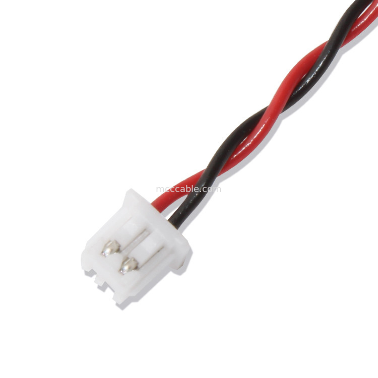 JST 배선 장비 XHP-2 커넥터 케이블 22AWG UL1007 검 빨강 2P 접착된 케이블
