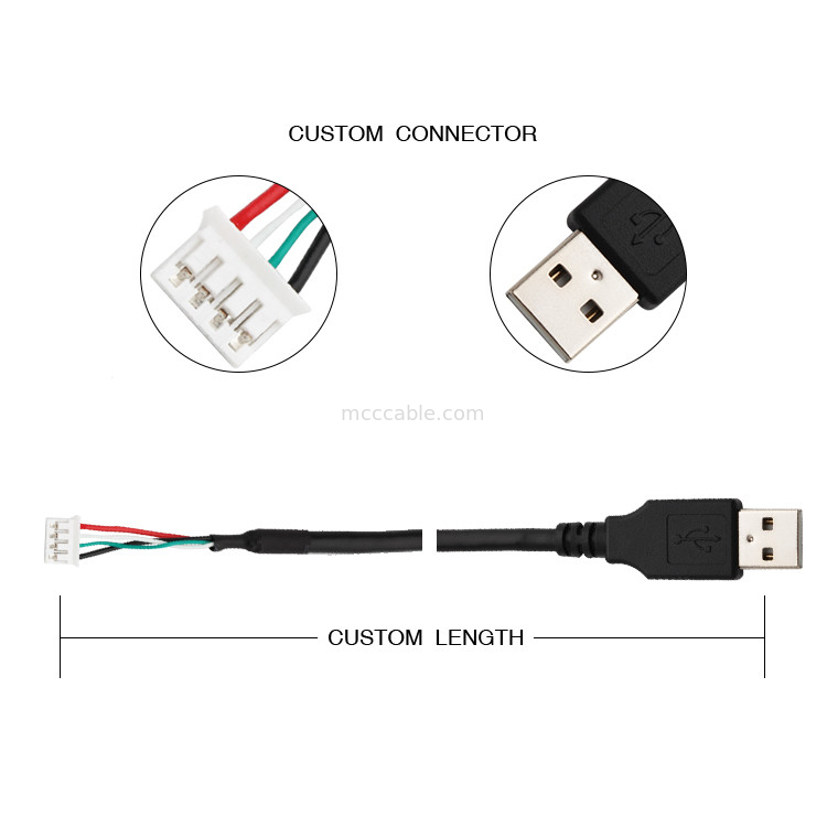 28AWG USB 2.0 TO JST SPH-4 맞춘 배선 장비 9 핀 라이프즈는 연결기를 드러냅니다