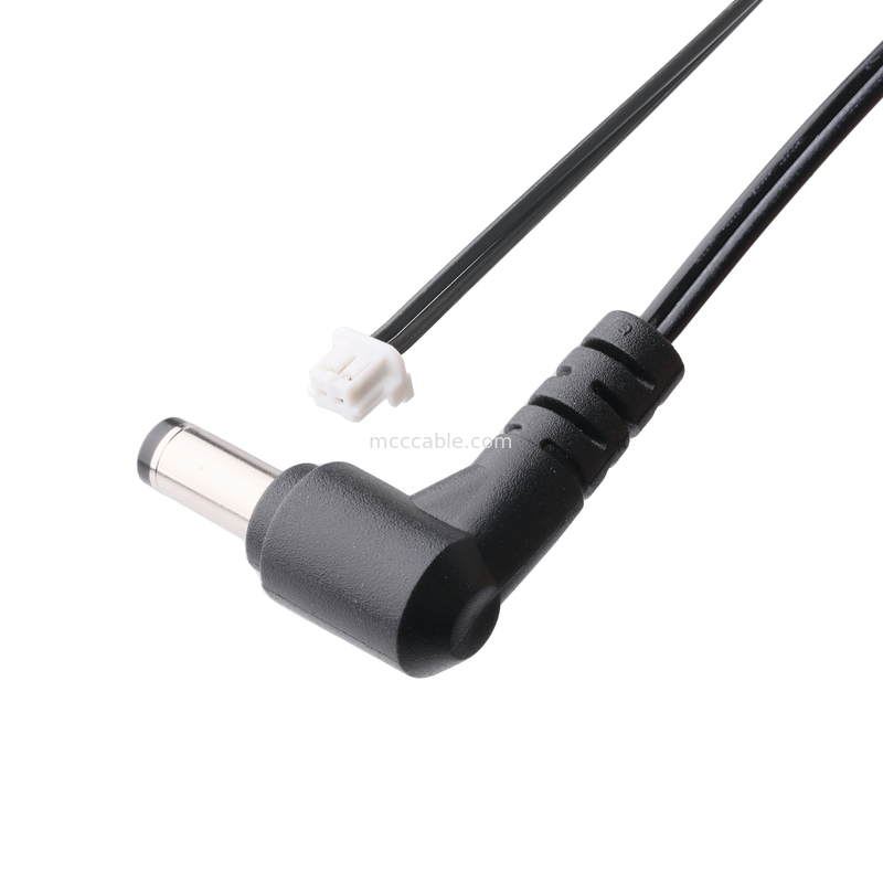 DC 플러그 2.1*5.5mm Solder 타입 PVC 외관 90 각에서 흰색 하우징 2P MOLEX F