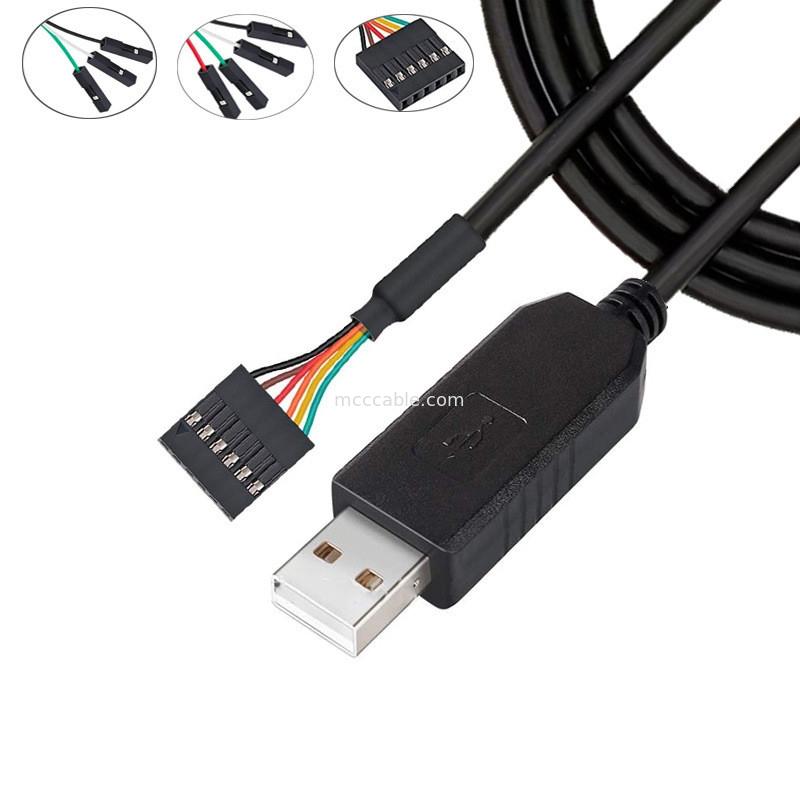 FTDI 칩 USB 6P TTL-232R-3V3 5V 레벨 모듈 시리즈 포트 케이블 Ttl3.3v5v, 사용자 정의 가능한 전원 공급 핀 번호