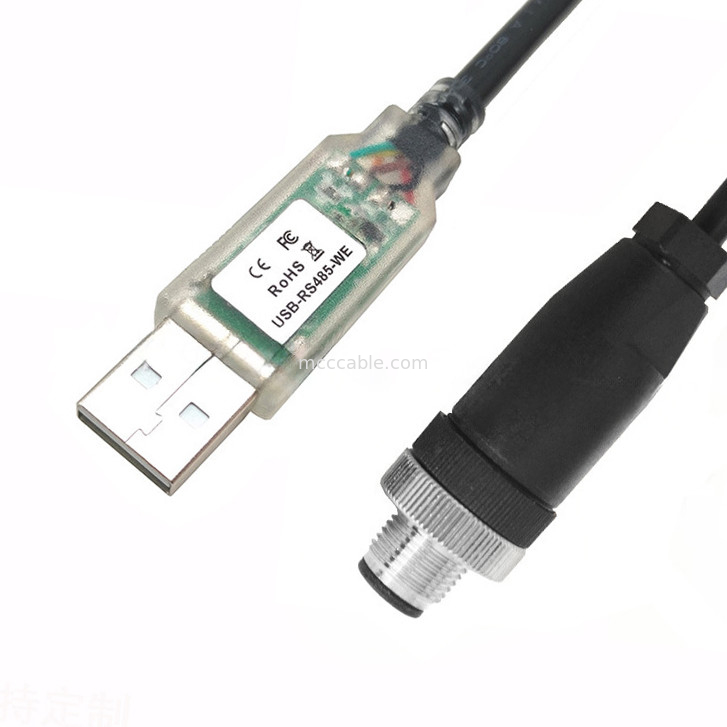 USB-A ~ RS485-M12 M8 CNC 기계 도구 PLAM LED 디스플레이에 대한 방수 연결 장치