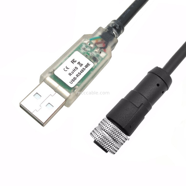 USB-A ~ RS485-M12 M8 CNC 기계 도구 PLAM LED 디스플레이에 대한 방수 연결 장치