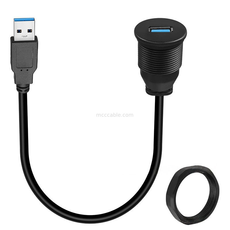 사용자 지정 배열 USB3.0 밸브 자동차 대시보드 패널 케이블 둥근 머리 USB3.0 남성에서 여성 확장 케이블 방수 케이블
