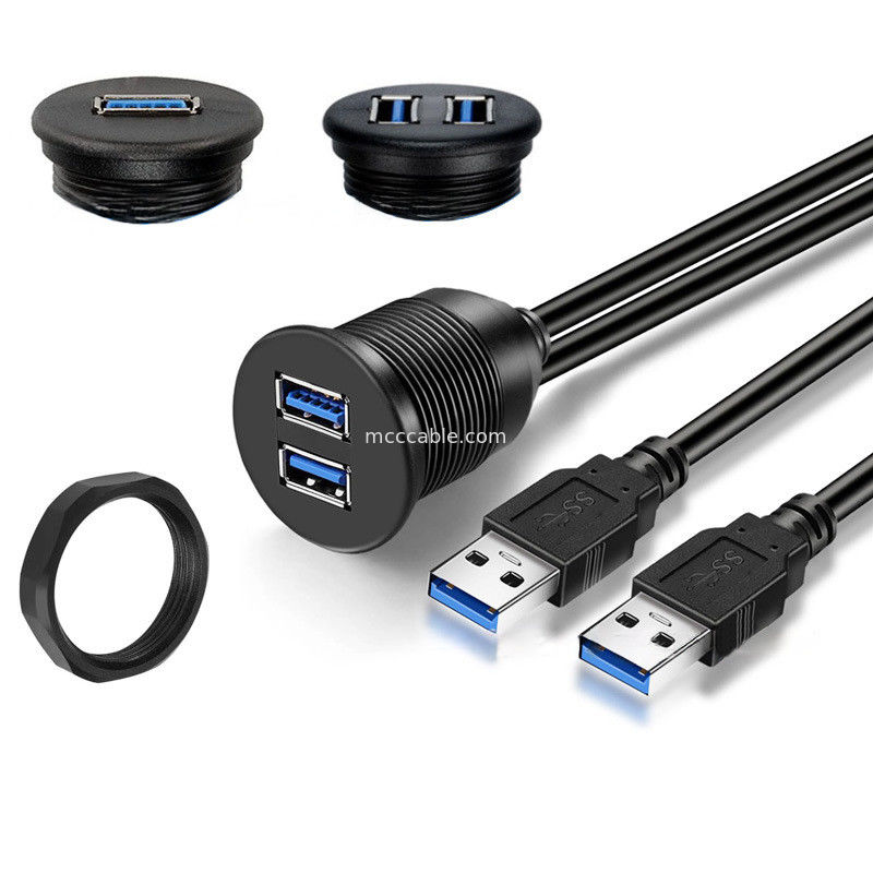 사용자 지정 배열 USB3.0 밸브 자동차 대시보드 패널 케이블 둥근 머리 USB3.0 남성에서 여성 확장 케이블 방수 케이블