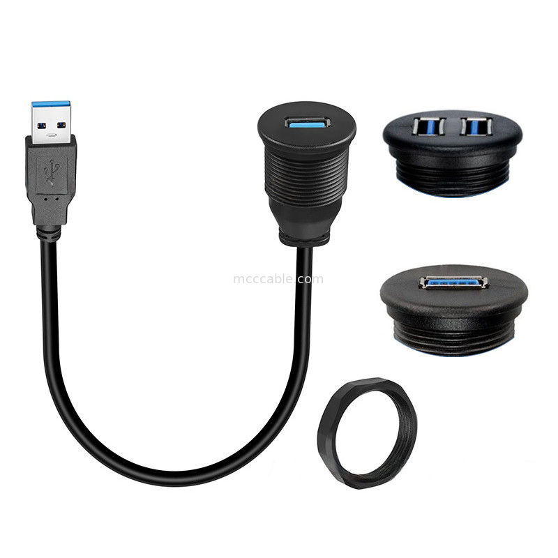 사용자 지정 배열 USB3.0 밸브 자동차 대시보드 패널 케이블 둥근 머리 USB3.0 남성에서 여성 확장 케이블 방수 케이블