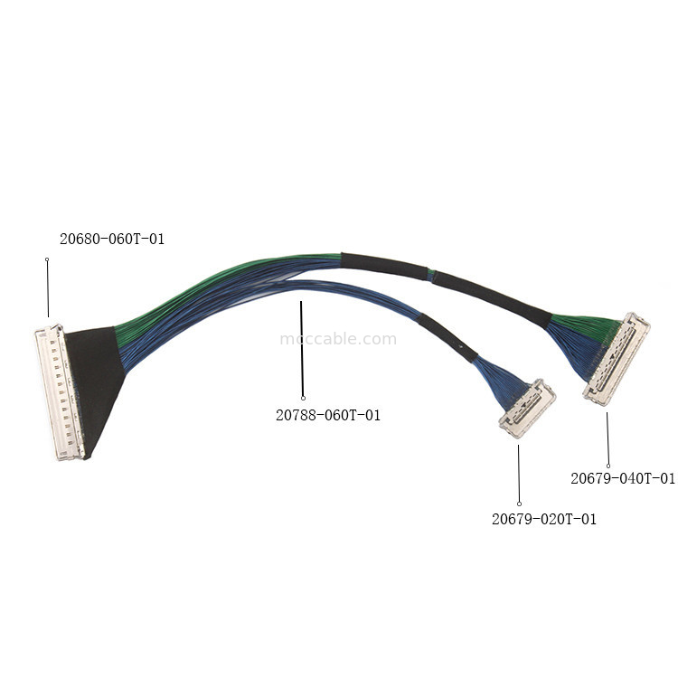 60 PIN 마이크로 코아시얼 케이블 EMI 보호 케이블 20788 060T 01 lvds edp 케이블