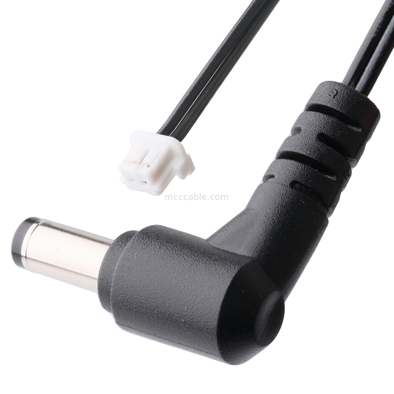 90도 DC 플러그 2.1x5.5mm to 2핀 케이블 어셈블리 - UL2648 24AWG